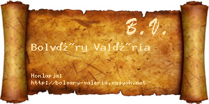 Bolváry Valéria névjegykártya